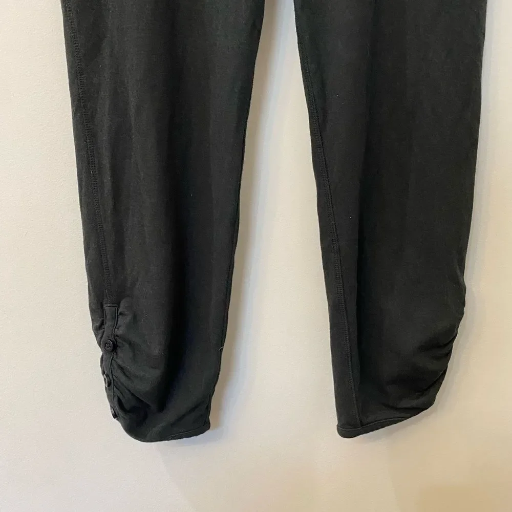 ALO Yoga Black Button-Detail Cropped Leggings Women Size S